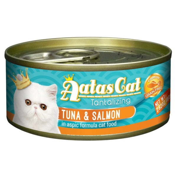 Aatas Cat Tantalizing Tuna & Salmon in Aspic Canned Cat Food, 80g.Happy Hoomans 
