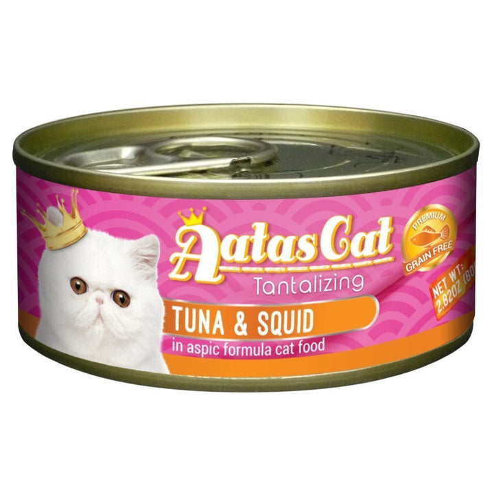 Aatas Cat Tantalizing Tuna & Squid in Aspic Canned Cat Food, 80g.Happy Hoomans 