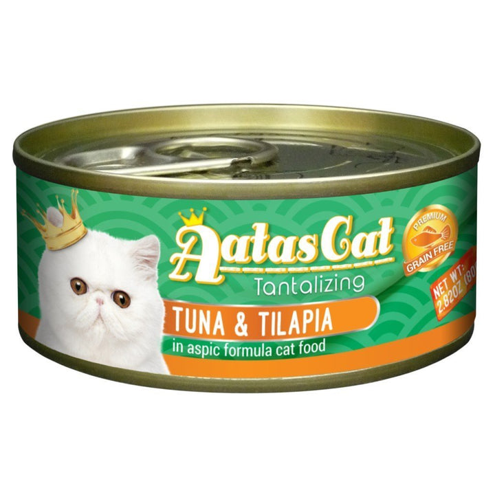 Aatas Cat Tantalizing Tuna & Tilapia in Aspic Canned Cat Food, 80g.Happy Hoomans 