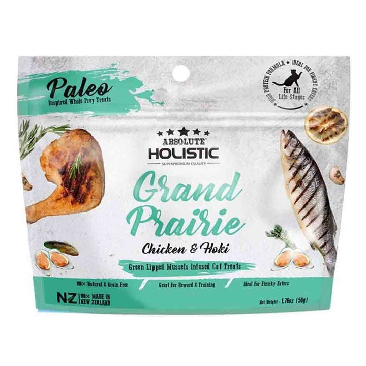 Absolute Holistic Air-Dried Chicken & Hoki Cat Treats, 50g.Happy Hoomans 
