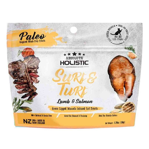 Absolute Holistic Air-Dried Lamb & Salmon Cat Treats, 50g.Happy Hoomans 