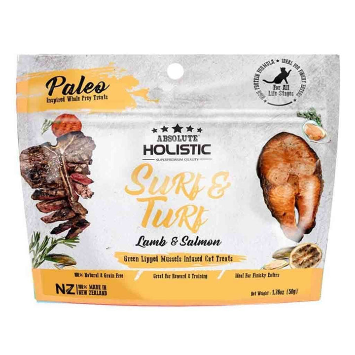 Absolute Holistic Air-Dried Lamb & Salmon Cat Treats, 50g.Happy Hoomans 