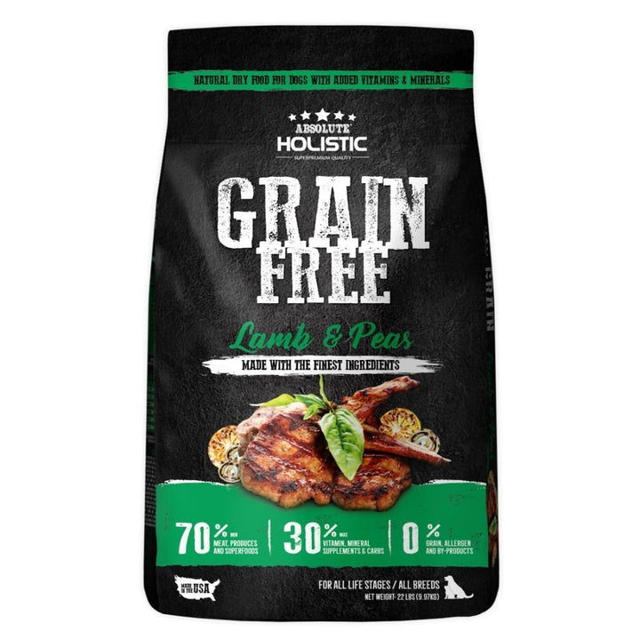 Absolute Holistic Grain-Free Lamb & Peas Dry Dog Food (3 Sizes).Happy Hoomans 