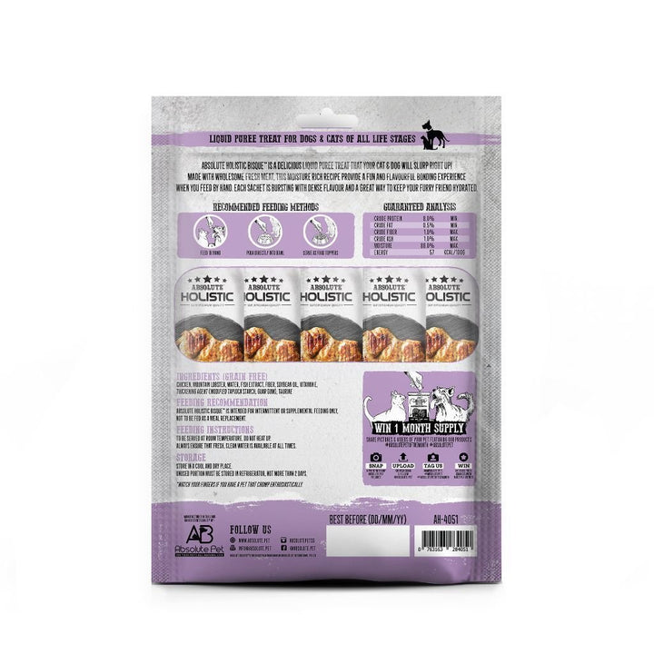 Absolute Holistic Lobster Bisque Chicken & Mountain Lobster Pet Soup Treat, 5x12g - Happy Hoomans