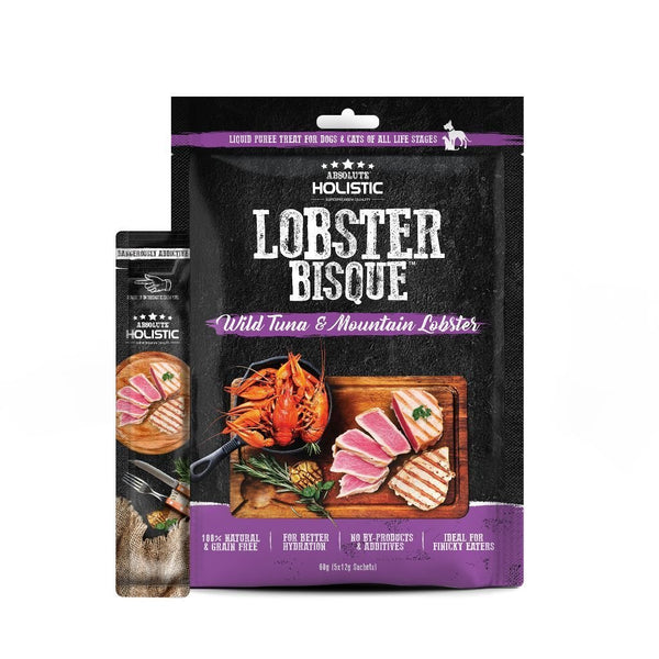 Absolute Holistic Lobster Bisque Tuna & Mountain Lobster Pet Soup Treat, 5x12g - Happy Hoomans