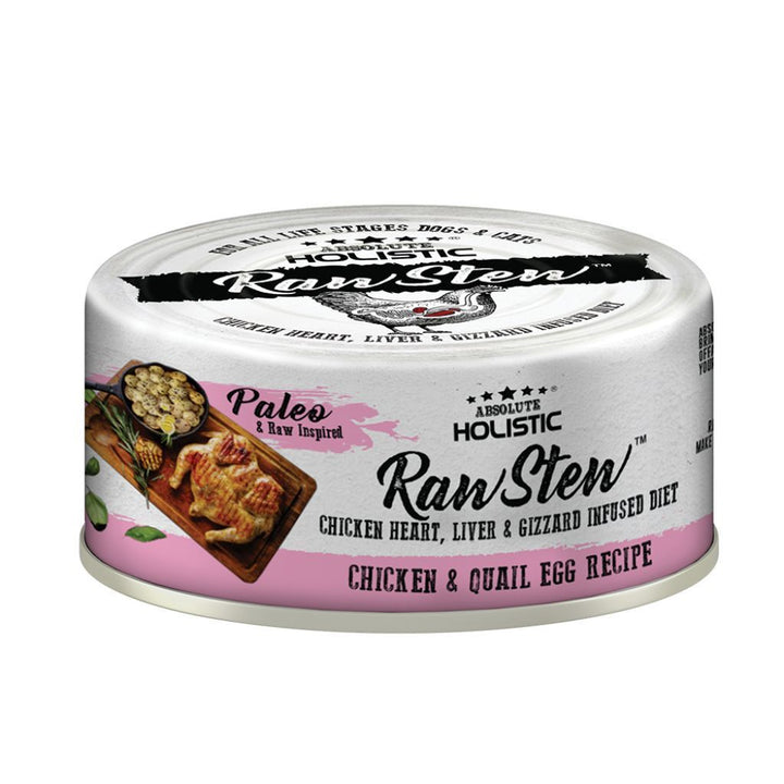Absolute Holistic Raw Stew Chicken & Quail Egg Recipe Wet Pet Food, 80g.Happy Hoomans 
