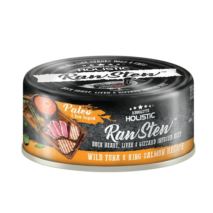 Absolute Holistic Raw Stew Wild Tuna & King Salmon Recipe Wet Pet Food, 80g.Happy Hoomans 