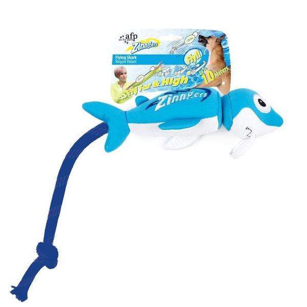 All For Paws Chill Out Zinngers Flying Shark Dog Toy.Happy Hoomans 