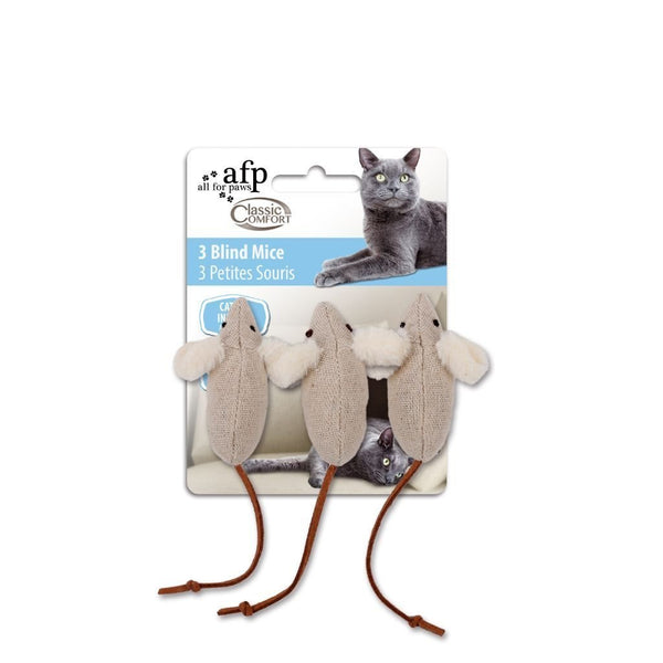 All For Paws Classic Comfort 3 Blind Mice Cat Toy.Happy Hoomans 