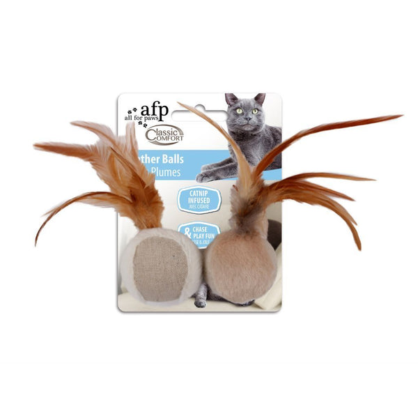 All For Paws Classic Comfort Feather Balls Cat Toy.Happy Hoomans 