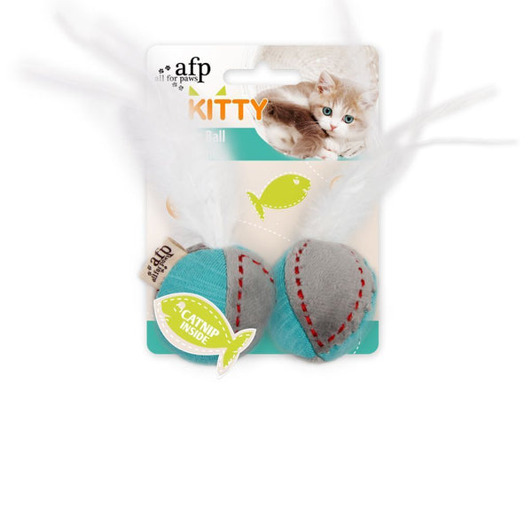 All For Paws Kitty Feather Ball Cat Toy.Happy Hoomans 