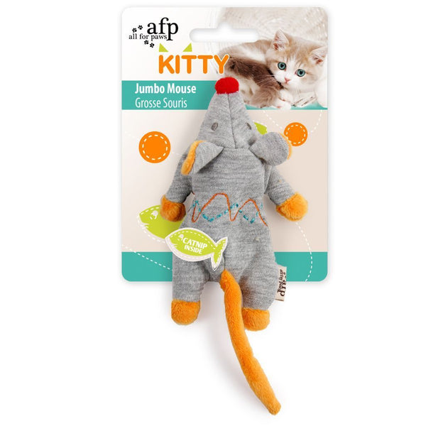 All For Paws Kitty Jumbo Mouse Plush Cat Toy.Happy Hoomans 