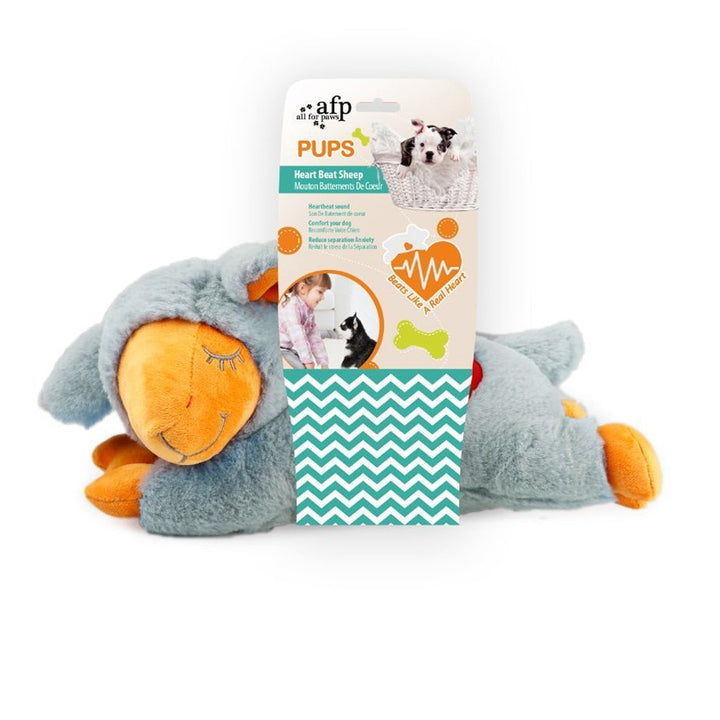 All For Paws Pups Heart Beat Sheep Plush Dog Toy.Happy Hoomans 