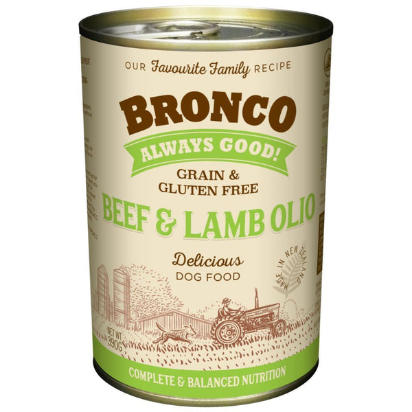 Bronco Beef & Lamb Olio Canned Dog Food, 390g.Happy Hoomans 