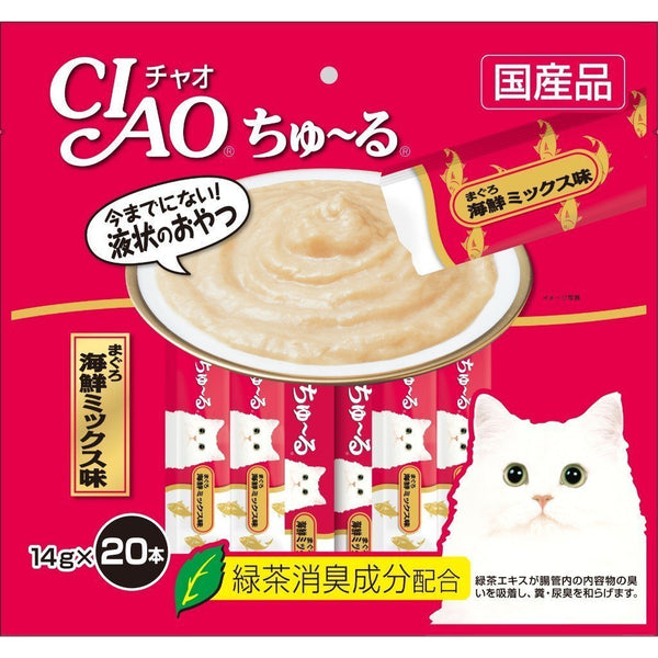 Ciao Churu White Meat Tuna Creamy Cat Treats, 14g x 20.Happy Hoomans 