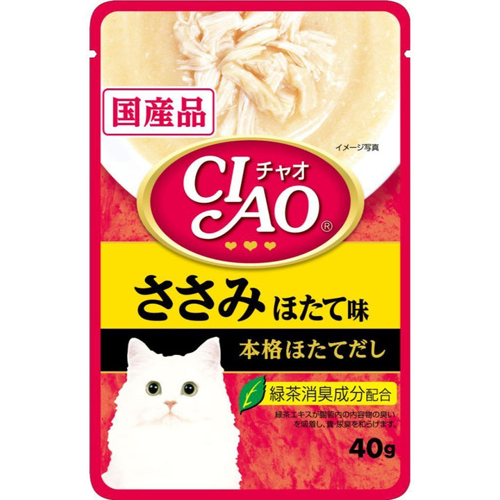 Ciao Creamy Soup Pouch Chicken Fillet Scallop Flavour Wet Cat Food, 40g - Happy Hoomans