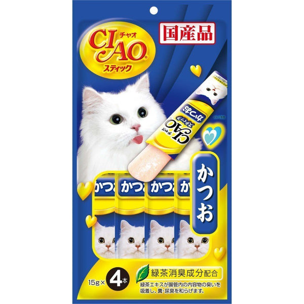 Ciao Stick Skipjack Tuna (Katsuo) in Jelly Cat Treats, 15g x 4.Happy Hoomans 