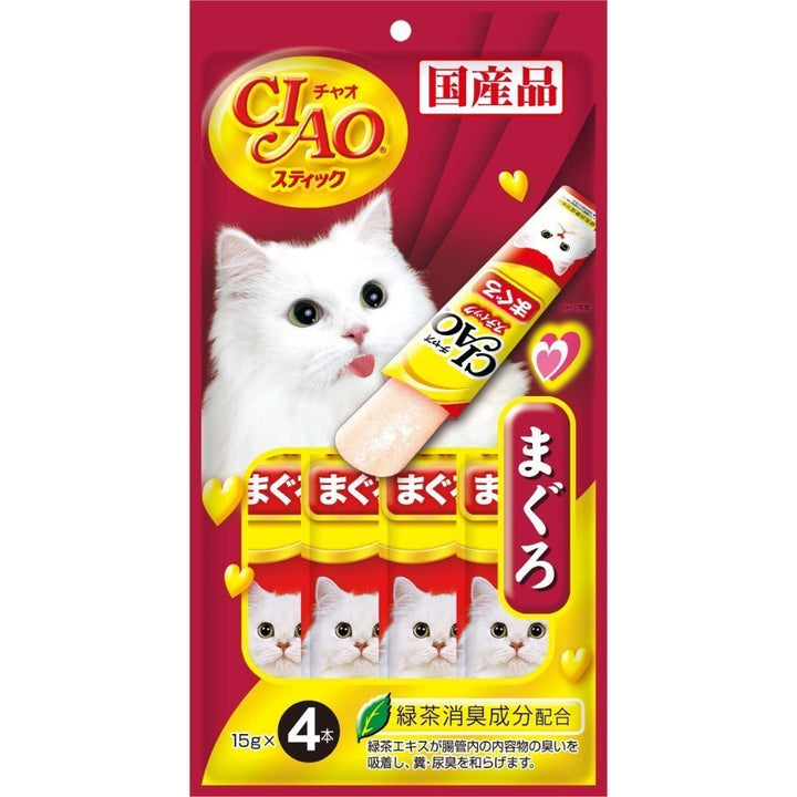 Ciao Stick Tuna (Maguro) in Jelly Cat Treats, 15g x 4.Happy Hoomans 