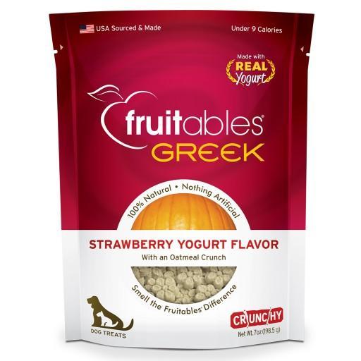 Fruitables Greek Strawberry Yogurt Crunchy Dog Treats, 7oz - Happy Hoomans