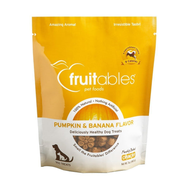 Fruitables Pumpkin Baked Banana Flavour Crunchy Dog Treats, 7oz - Happy Hoomans