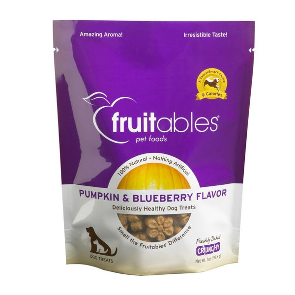 Fruitables Pumpkin Baked Blueberry Flavour Crunchy Dog Treats, 7oz - Happy Hoomans