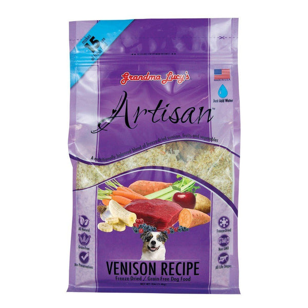 Grandma Lucy's Artisan Venison Recipe Freeze-Dried Dog Food, 3lb - Happy Hoomans