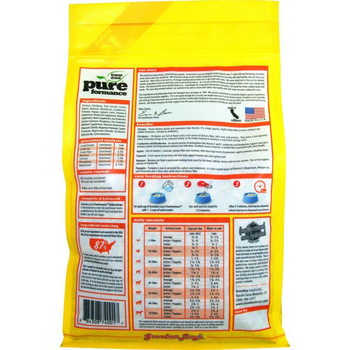 Grandma Lucy's Pureformance Chicken Recipe Freeze-Dried Dog Food (2 Sizes) - Happy Hoomans