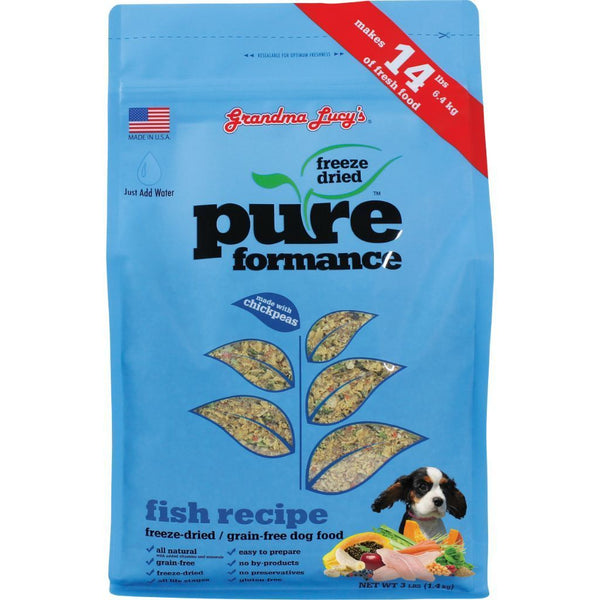 Grandma Lucy's Pureformance Fish Recipe Freeze-Dried Dog Food, 3lb - Happy Hoomans