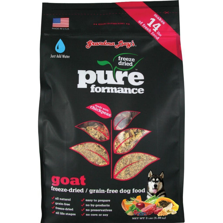 Grandma Lucy's Pureformance Goat Recipe Freeze-Dried Dog Food, 3lb - Happy Hoomans