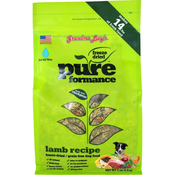 Grandma Lucy's Pureformance Lamb Recipe Freeze-Dried Dog Food, 3lb - Happy Hoomans