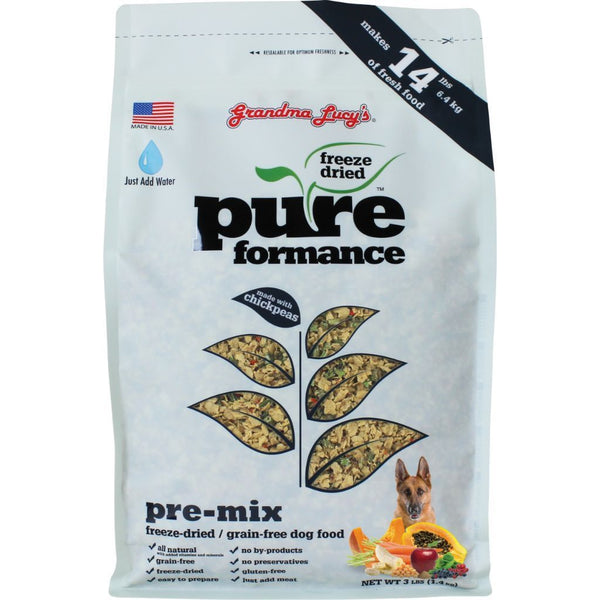 Grandma Lucy's Pureformance Pre-Mix Freeze-Dried Dog Food, 3lb - Happy Hoomans