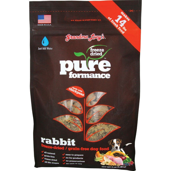 Grandma Lucy's Pureformance Rabbit Recipe Freeze-Dried Dog Food, 3lb - Happy Hoomans