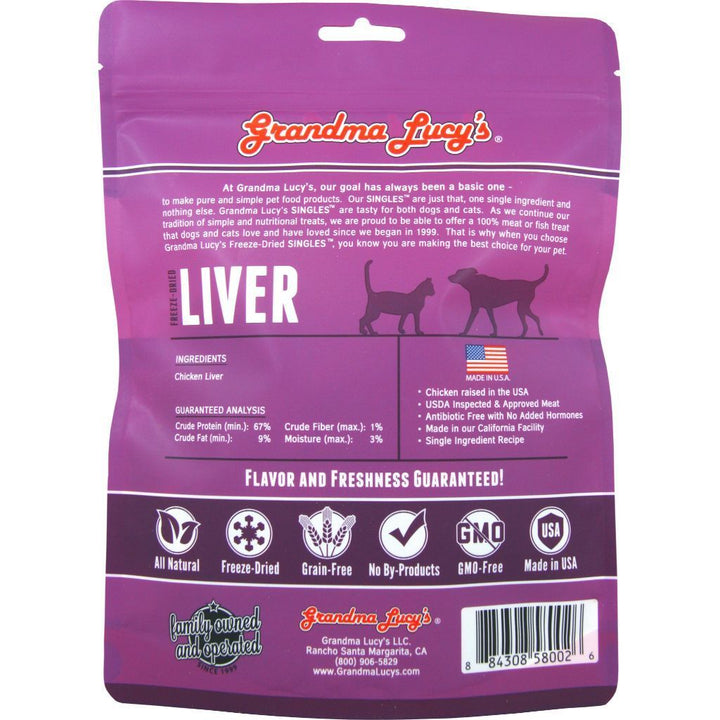 Grandma Lucy's Singles Chicken Liver Freeze-Dried Dog Treats, 2.5oz - Happy Hoomans