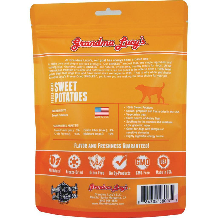 Grandma Lucy's Singles Sweet Potato Freeze-Dried Dog Treats, 2oz - Happy Hoomans