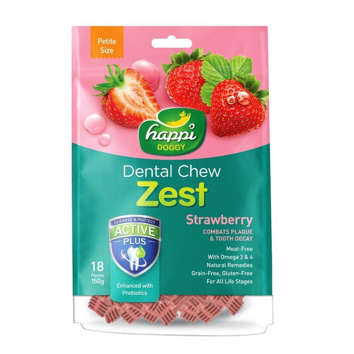 Happi Doggy Zest Strawberry Dog Dental Chews (2 Sizes) - Happy Hoomans