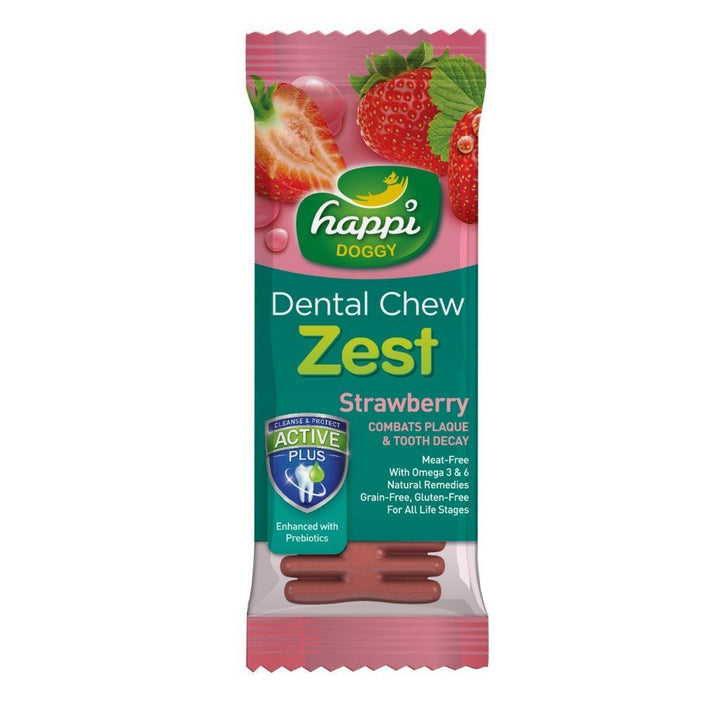 Happi Doggy Zest Strawberry Dog Dental Chews (2 Sizes) - Happy Hoomans