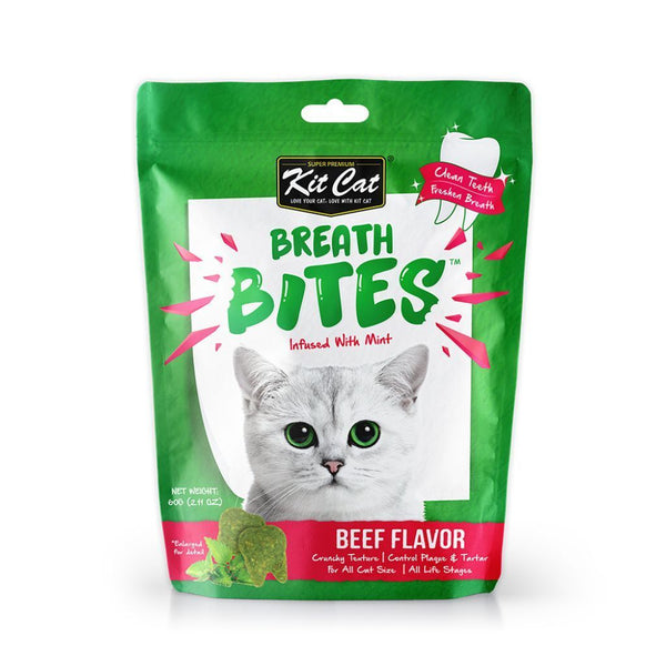 Kit Cat Breath Bites Beef Flavour Cat Dental Treats, 60g - Happy Hoomans