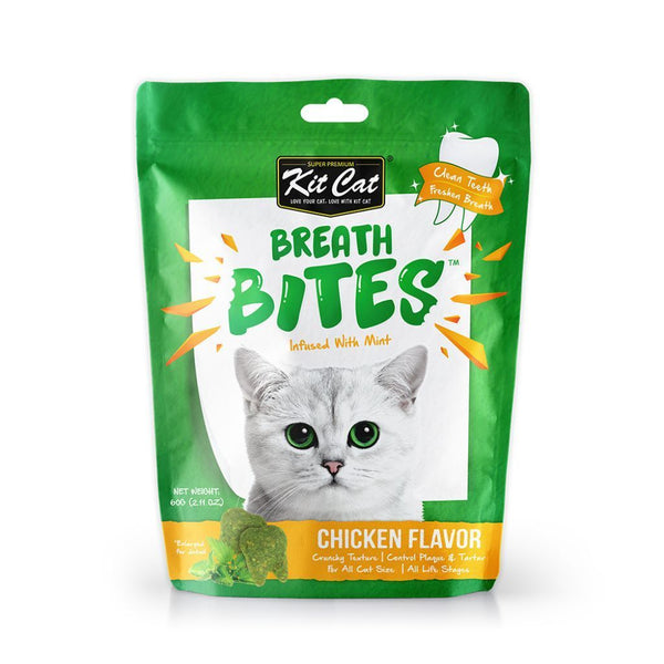 Kit Cat Breath Bites Chicken Flavour Cat Dental Treats, 60g - Happy Hoomans