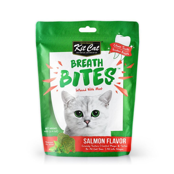 Kit Cat Breath Bites Salmon Flavour Cat Dental Treats, 60g - Happy Hoomans