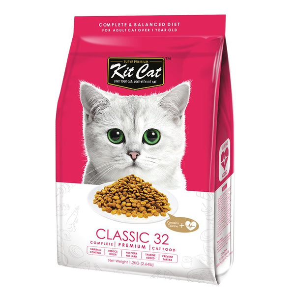 Kit Cat Classic 32 (Taurine Added) Premium Dry Cat Food (3 Sizes) - Happy Hoomans