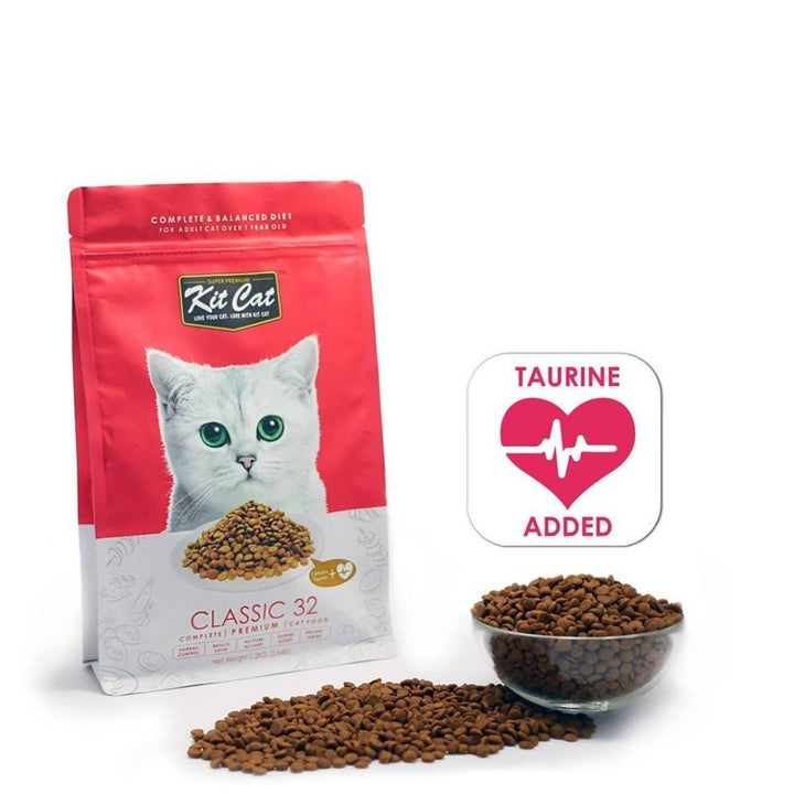 Kit Cat Classic 32 (Taurine Added) Premium Dry Cat Food (3 Sizes) - Happy Hoomans