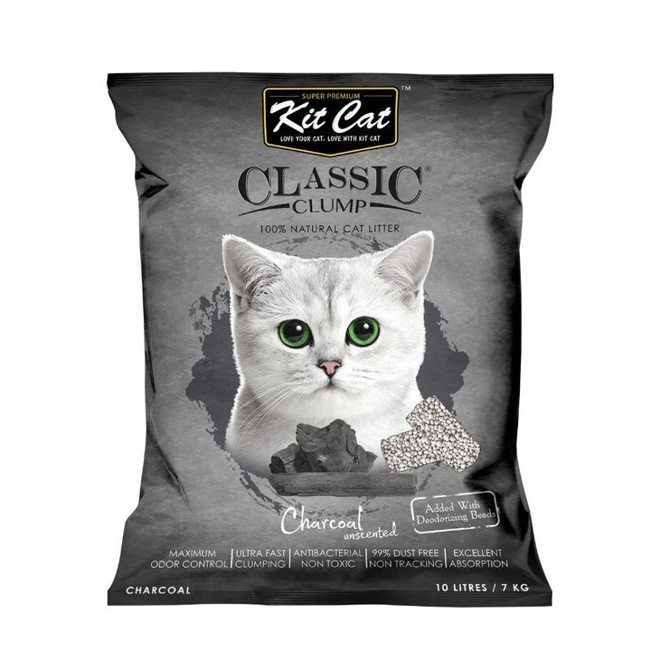 Kit Cat Classic Clump Charcoal Cat Litter, 10L/ 7kg - Happy Hoomans