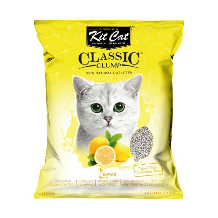Kit Cat Classic Clump Lemon Cat Litter, 10L/ 7kg - Happy Hoomans