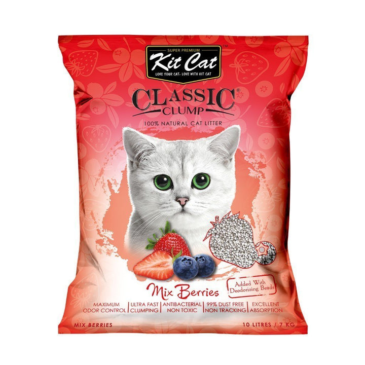 Kit Cat Classic Clump Mixed Berries Cat Litter, 10L/ 7kg - Happy Hoomans