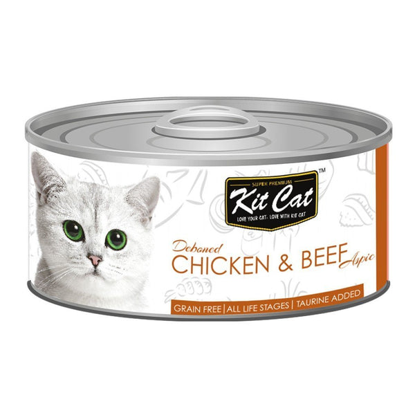 Kit Cat Deboned Chicken & Beef Aspic Canned Cat Food, 80g - Happy Hoomans