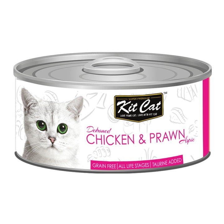 Kit Cat Deboned Chicken & Prawn Aspic Canned Cat Food, 80g - Happy Hoomans