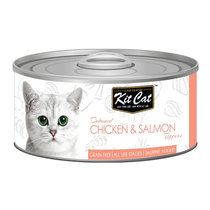 Kit Cat Deboned Chicken & Salmon Toppers Canned Cat Food, 80g - Happy Hoomans