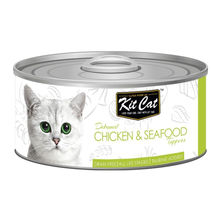 Kit Cat Deboned Chicken & Seafood Toppers Canned Cat Food, 80g - Happy Hoomans