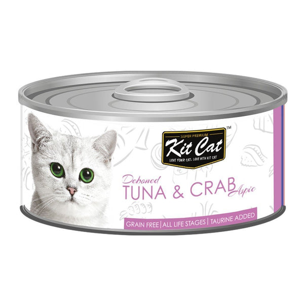 Kit Cat Deboned Tuna & Crab Aspic Canned Cat Food, 80g - Happy Hoomans