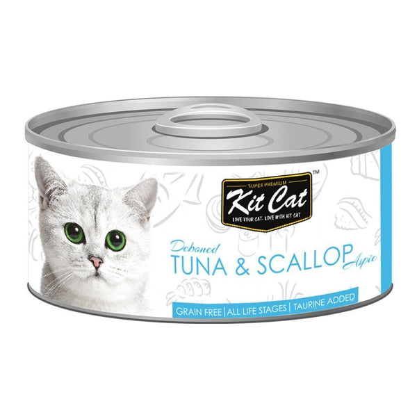 Kit Cat Deboned Tuna & Scallop Aspic Canned Cat Food, 80g - Happy Hoomans